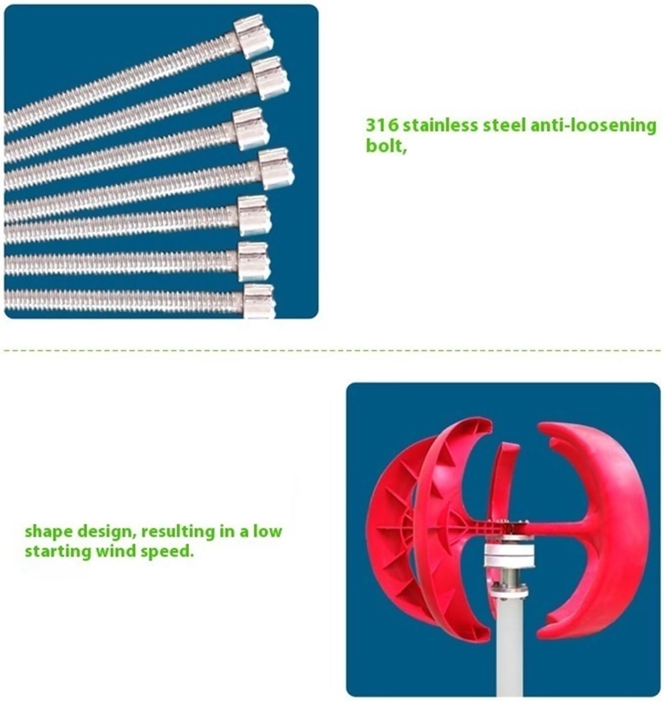 Wind Generator, Wind 300w 24v Vertical Axis Wind Energy Generator Home Wind,for Home Boat Marine(with Controller_24V_500W)