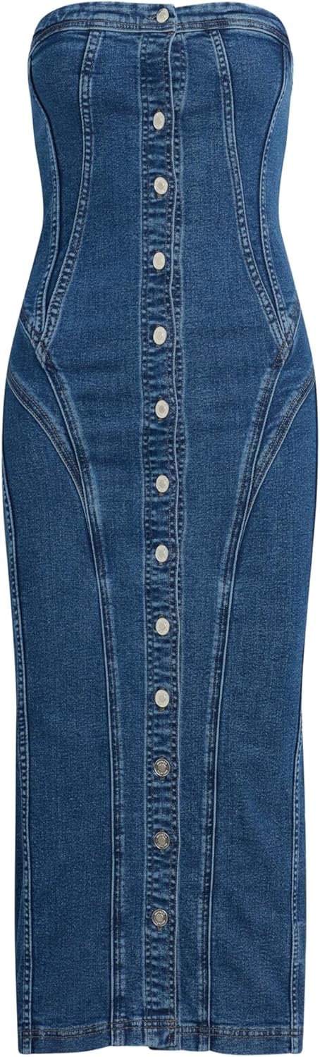 HUDSON Womens Strapless Seamed Midi Dress