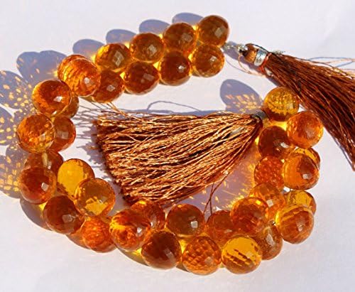 13 inch natural beads strand of 10x10-11x11mm faceted onion citrine quartz gemstone briolletes beads for DIY jewelry - necklace, bracelet, earring, ring.