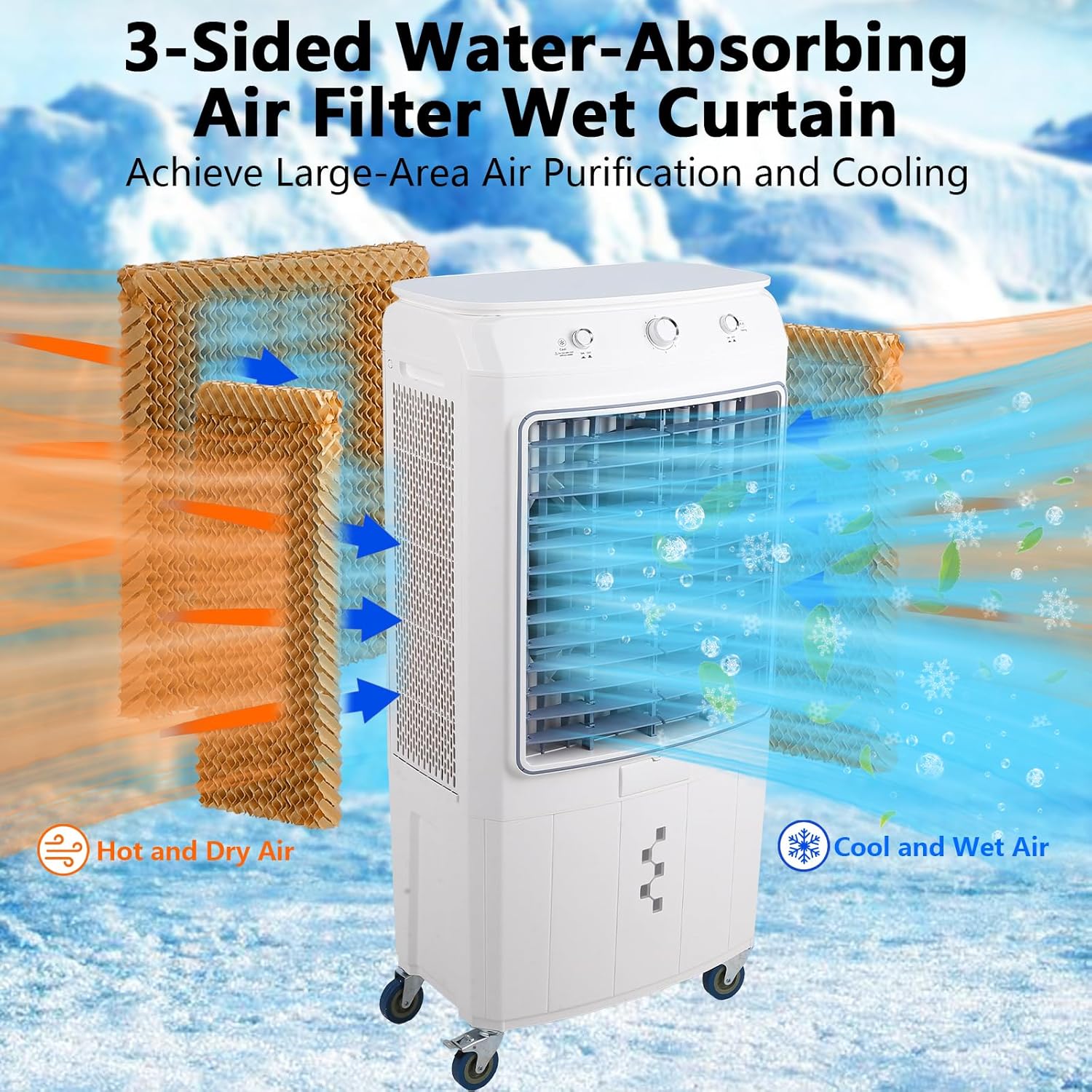 4100CFM SwiftCool Swamp Cooler with Remote, 4 Ice Packs, 3 Modes & Speeds for Indoor Outdoor Use - 15.8 Gallon