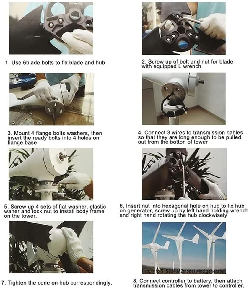 Wind Turbine Generator, 6 Blades Wind Generator with Controller, 12V 24V 48V Windmill Generator Suit for Hybrid Solar Wind System