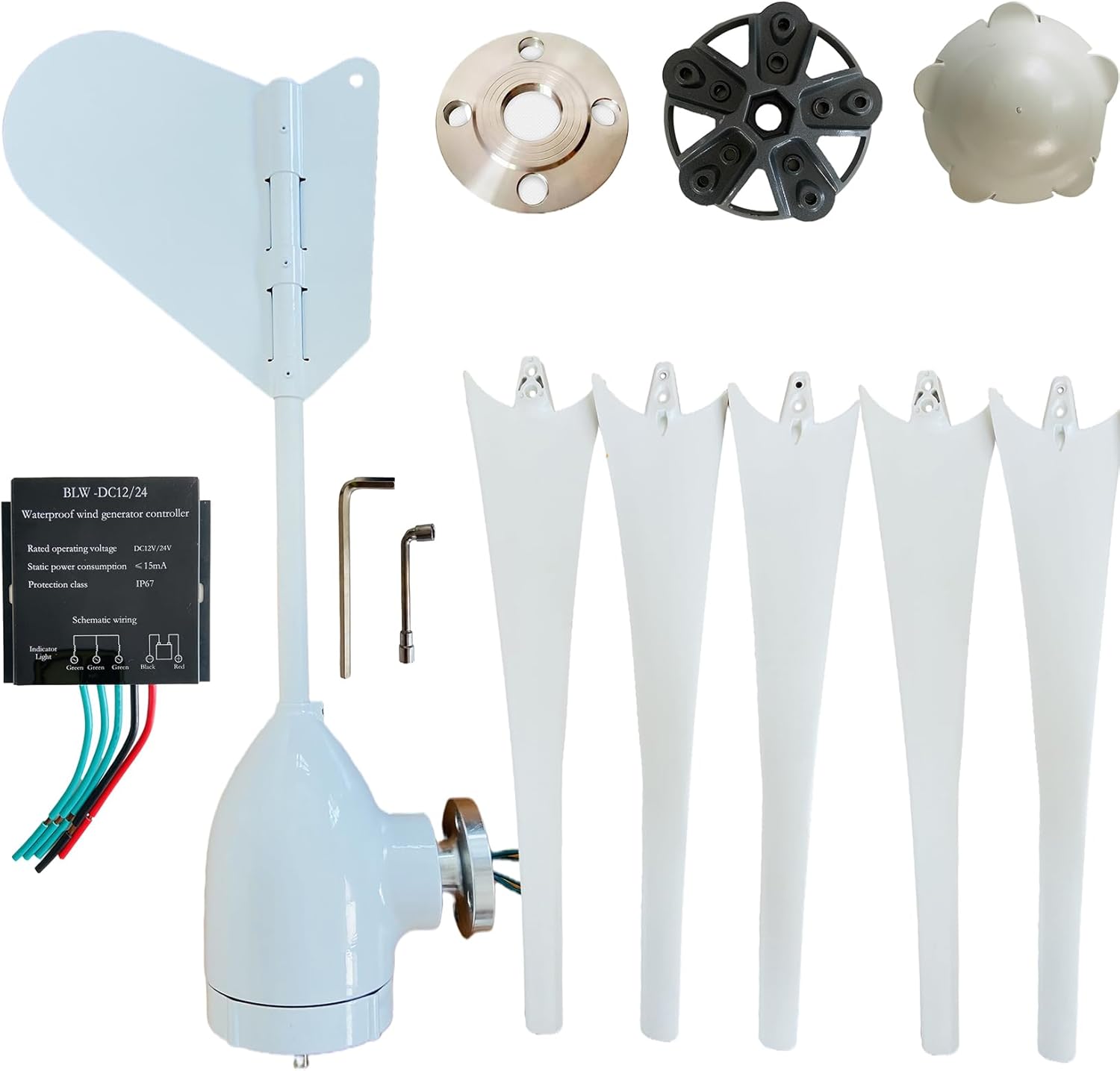 3000W 48V 120V 220V 380V Low RPM Permanent Magnet Wind Turbine Generator, 5 Blades Wind Generator Yacht Farm Small Generator for Home