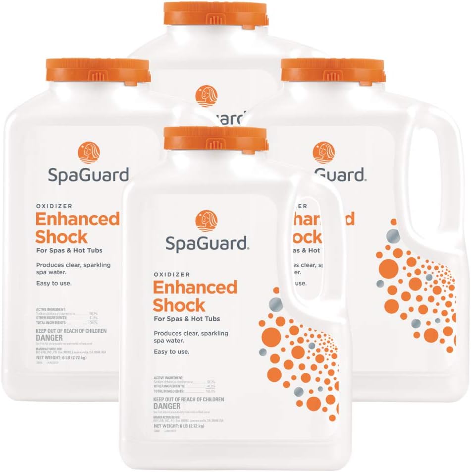 SpaGuard Enhanced Shock, 6 lb, Pack of 4, Multipurpose Shock for Spas & Hot Tubs, Produces Clear & Sparkling Spa Water, Easy to Use, Removes Unpleasant Odors