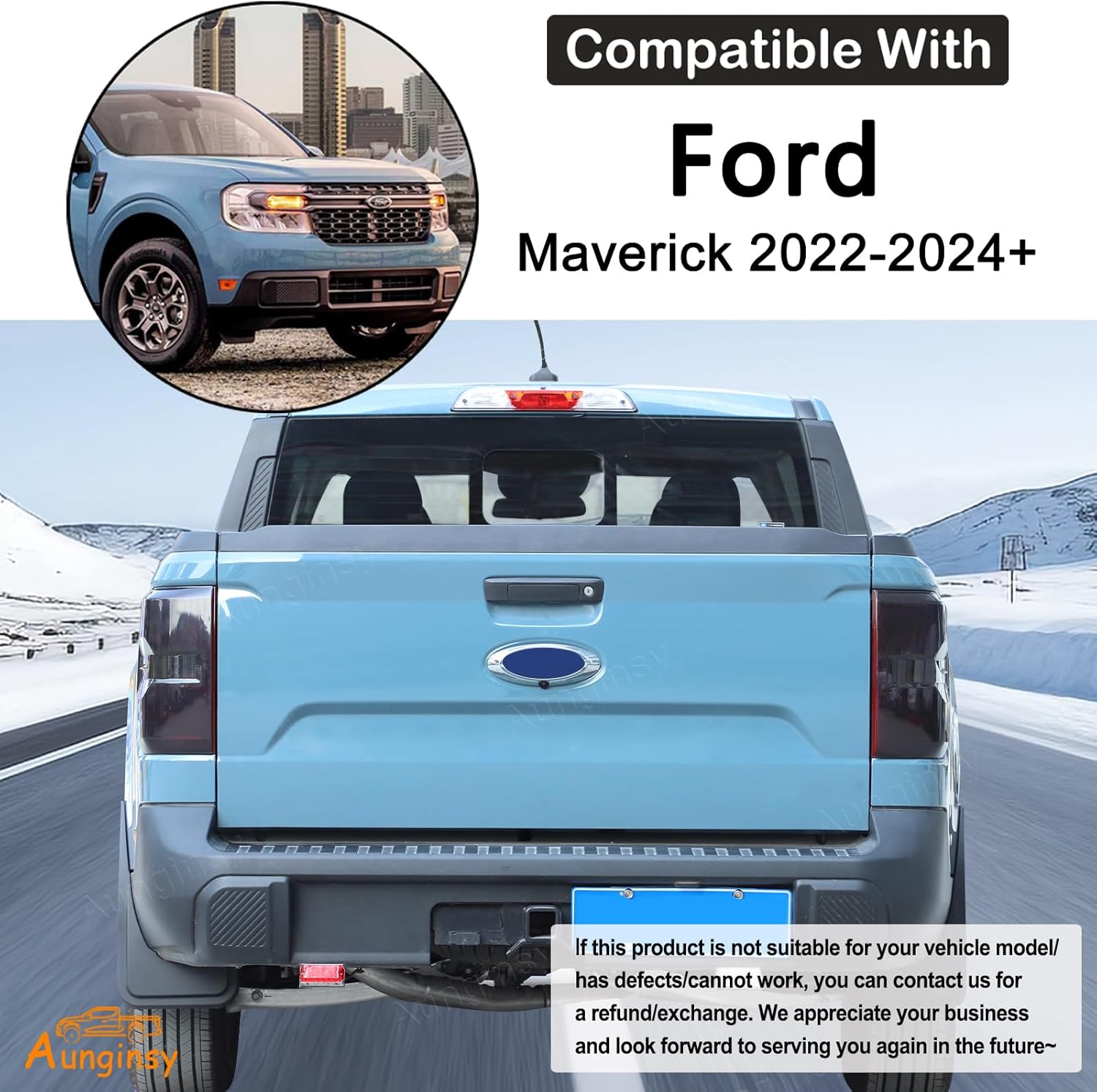 Car Tail Light Lamp Cover Compatible with Ford Maverick 2022-2024 2025 Rear Taillight Lamp Cover Shell Shade Smoked Black Frame Bezels Trim Cover Rear Headlight Protection Cover Exterior Accessories