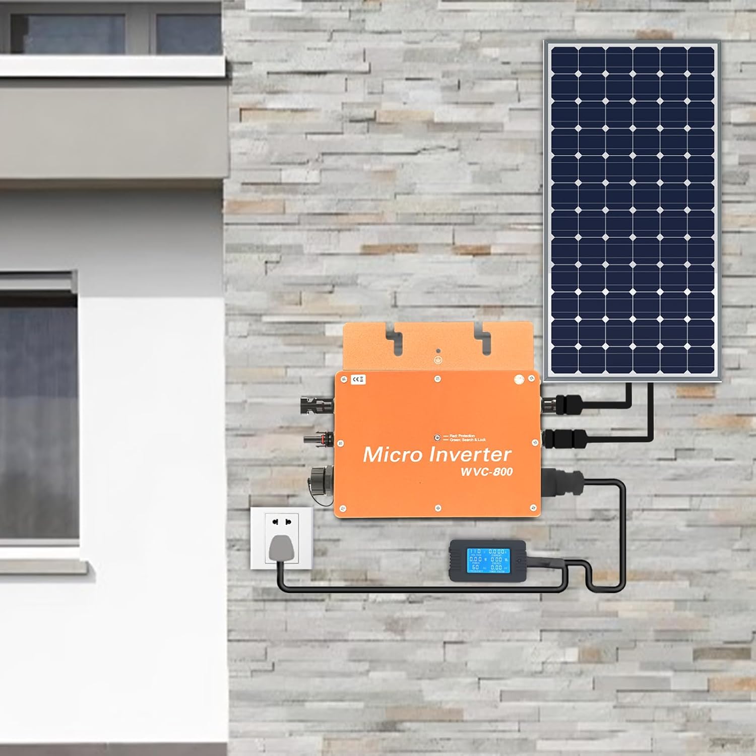 800W Solar Power Inverters Solar Grid Tie Micro Inverter with AC Data Monitoring Display Screen Waterproof IP65 MPPT DC22-50VDC PV Input AC120V/230V Output for Solar Panel (Gold)