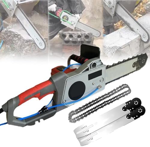 Handheld Brushless Electric Chainsaw, Diamond Wall Cutter with Water Dust Suppression, 2 Chains & 2 Guide Bars, Ideal for Concrete Cutting, Powerful & Efficient