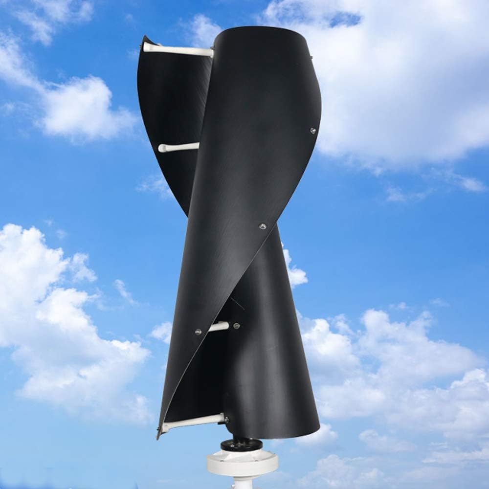 400W Vertical Wind Turbine Permanent Magnet Generator 3 Phase 12V 24V Vertical Axis Coreless Wind Power (12V with Controller, Black)