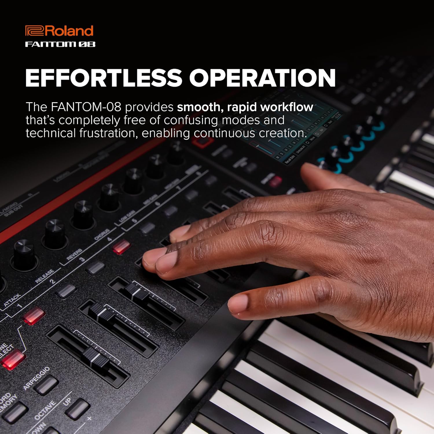 Roland FANTOM-08 WEIGHTED-ACTION SYNTHESIZER KEYBOARD – 88-Note Weighted Keyboard | Thousands of Roland Electronic & Acoustic Sounds | ZEN-Core and SuperNATURAL Technologies
