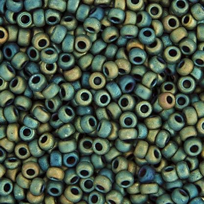 Miyuki Seed Bead 11/0 Green AB Matte Metallic 250Grams of Japanese Glass Beads