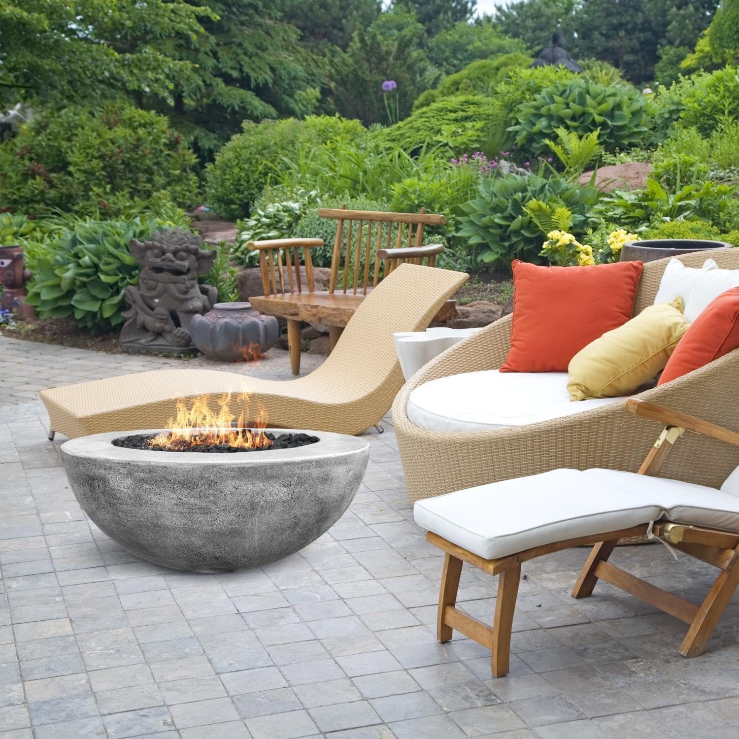 Lakeview Valley Bay 5 36-Inch Natural Gas Round Fire Bowl - Pewter - SCPH-426-4NG