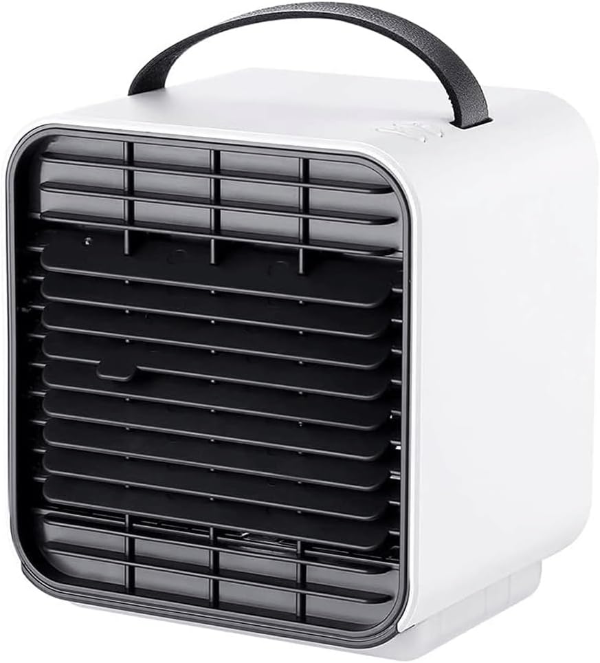 Portable Air Conditioner Fan, Rechargeable USB Air Conditioner Fan, Personal Mini Evaporative Air Cooler with 3 Speeds, Quiet Air Cooler Fan, for Home Office (Color : White)