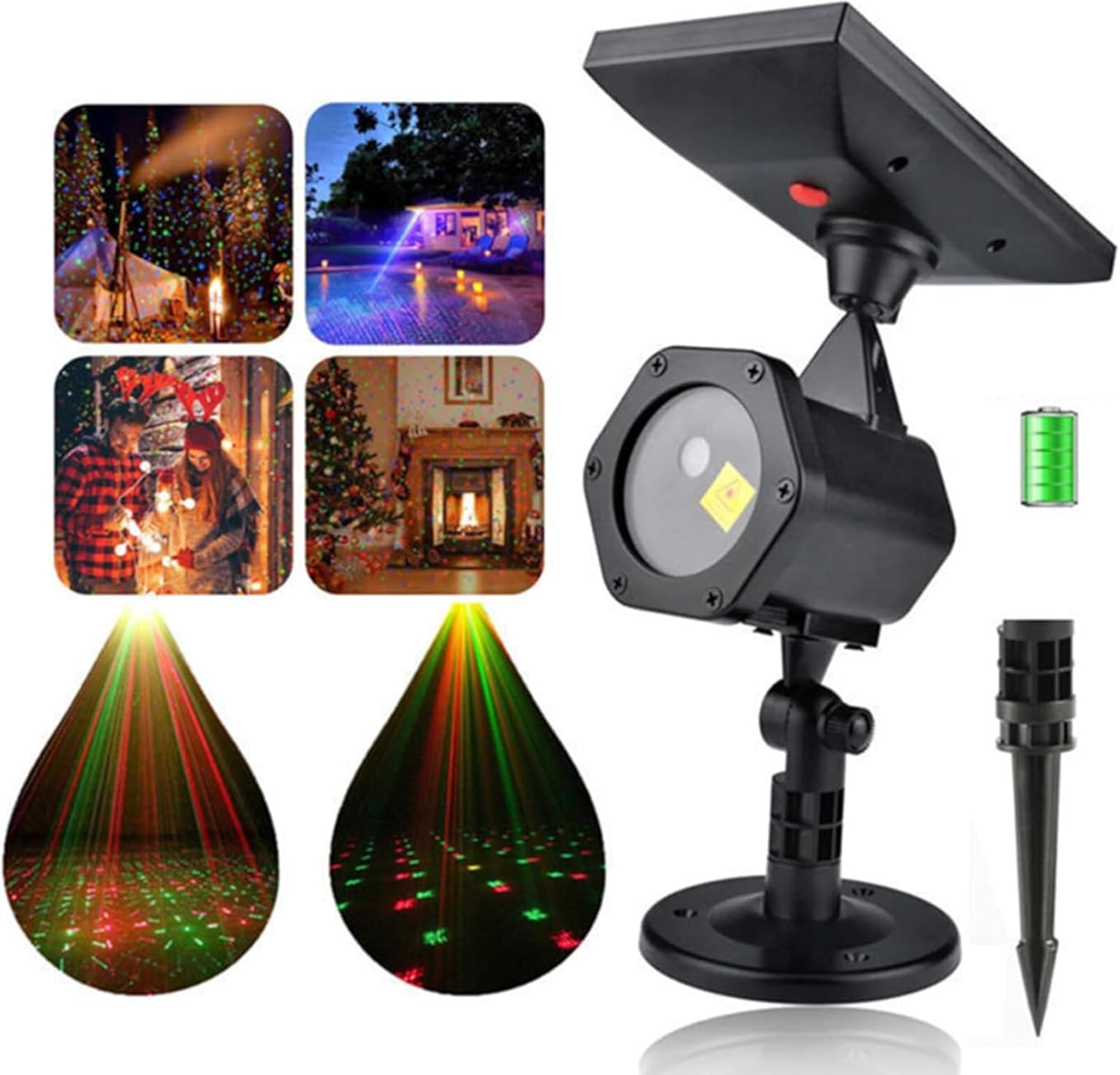 Christmas Projector, Lawn Floor Light, Solar Powered LED Lights No Charging, Rotating Spotlight for Outdoor Festivals, Decorative Landscape Lighting
