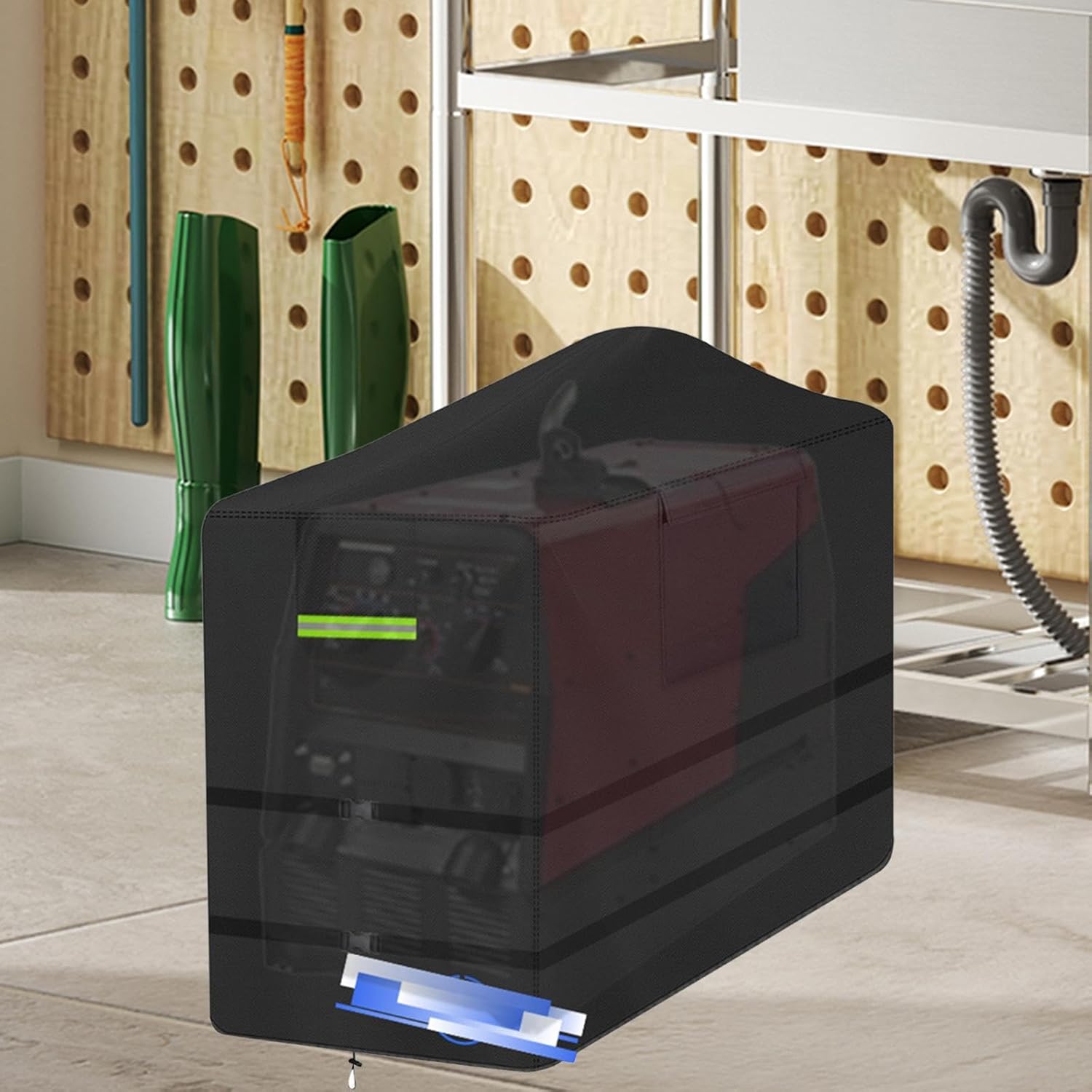 Engine Welder Generator Cover with Drawstring 35x45x45 inch Easy Installation Rainproof Dustproof for 305lpg Protection Black