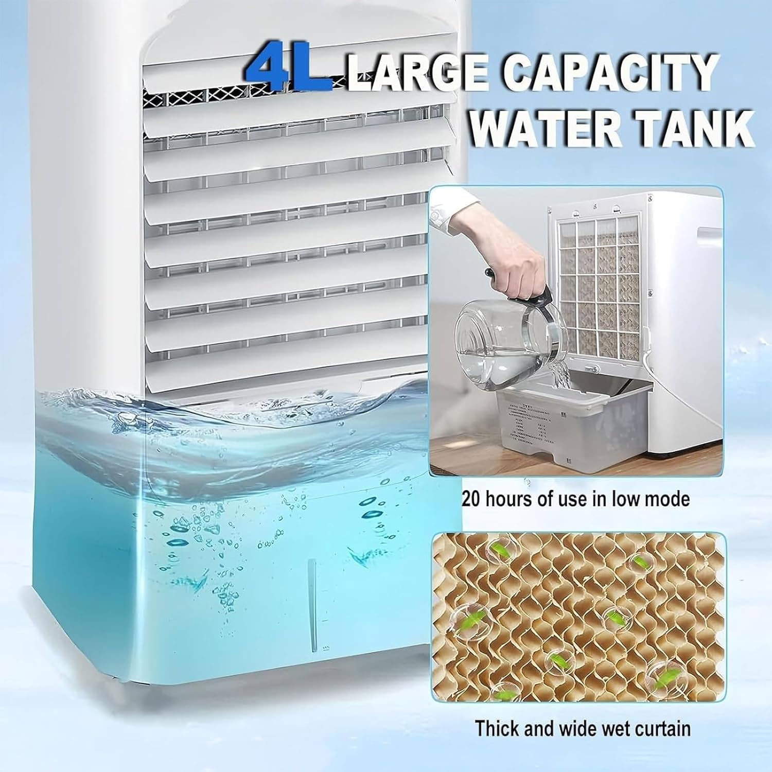 Smart Portable Air Conditioner Fan, 12v/24v Car Cooling Fan, Adjustable Wind Speed, 4l Large Capacity Water Tank, 65w Low Power Consumption, For Car, Rv, Home car & home 24V