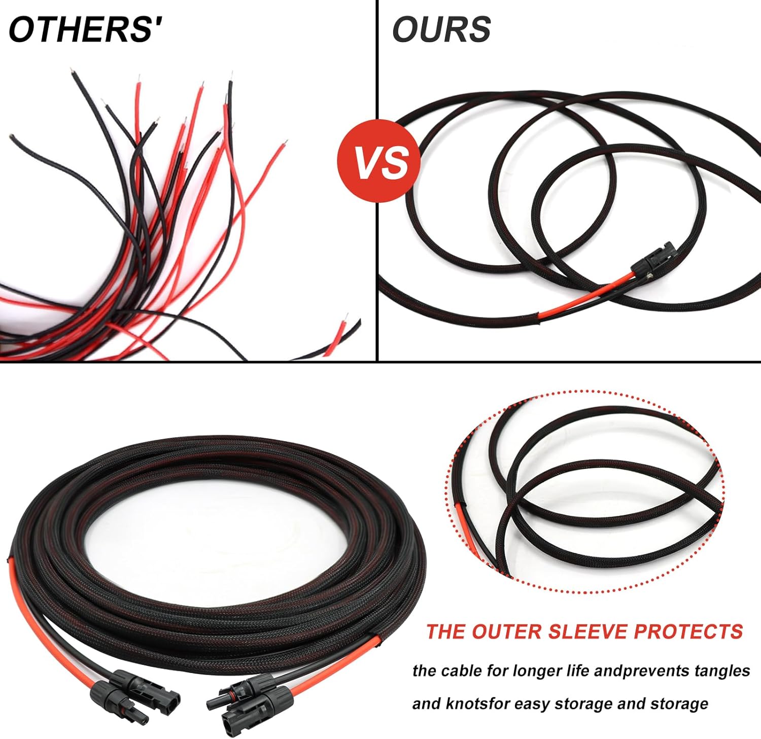 Twin Wire 50FT Solar Extension Cable - 10AWG (6mm) Black & Red with IP67 Solar Panel Connectors for Outdoor & Marine Use