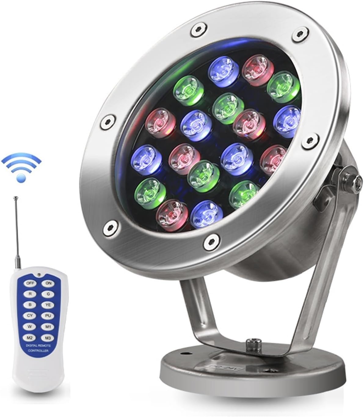 RGB Underwater Pond Lights - with Remote Control Spotlights Waterproof IP68 Color Changing Submersible Spotlight for Swimming Pools Waterfalls Aquariums Fountain Landscape Lights(36W-AC24V)