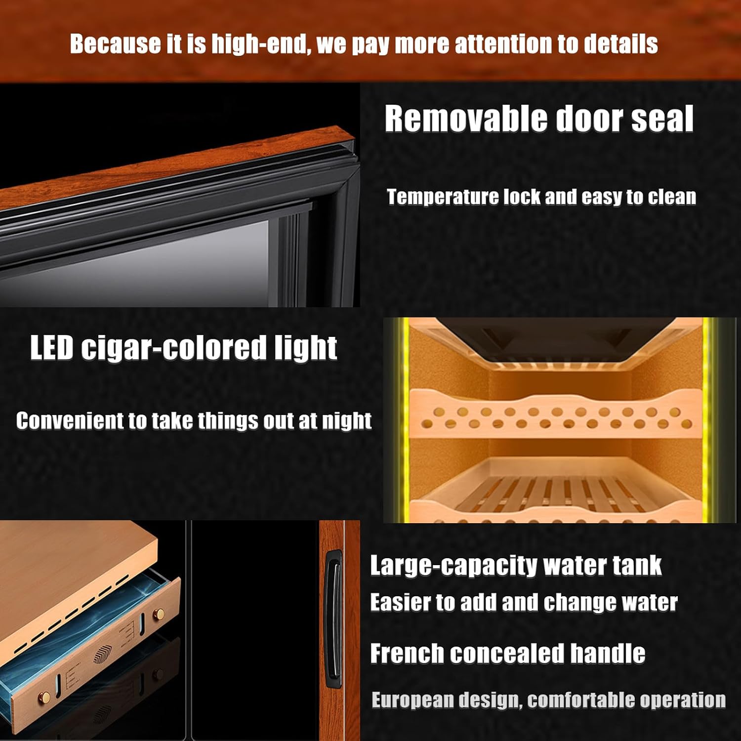 Electric Humidor, 600 Counts Cigar Humidor Cabinet with Heating and Cooling, Electric Cooling Cigar Fridge with Spanish Cedar Wood Shelves & Hygrometer, Gifts for Men