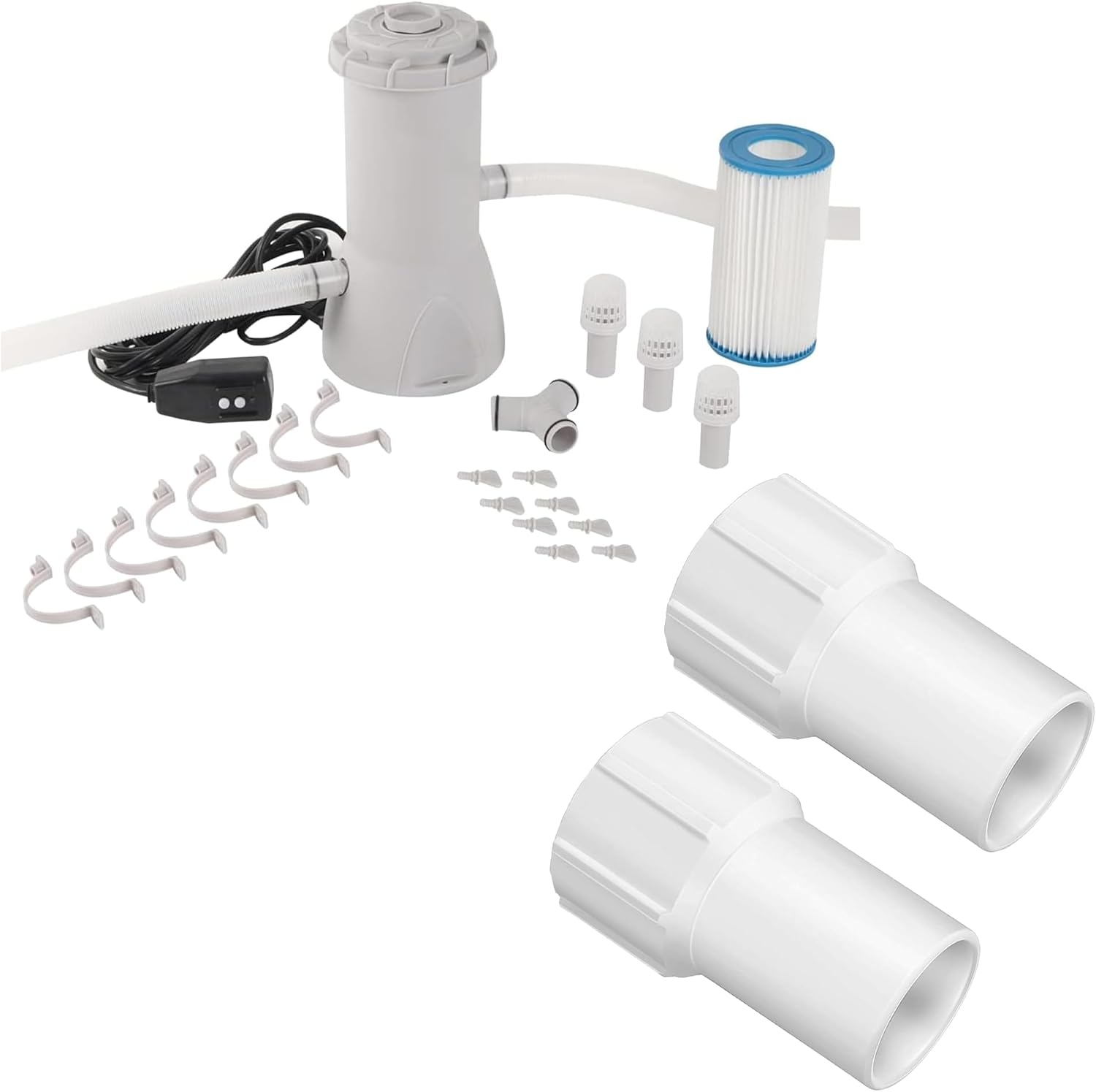 1000 GPH Pool Pumps Above Ground Pool Filter Pump and (2-Pack) 1-1/2