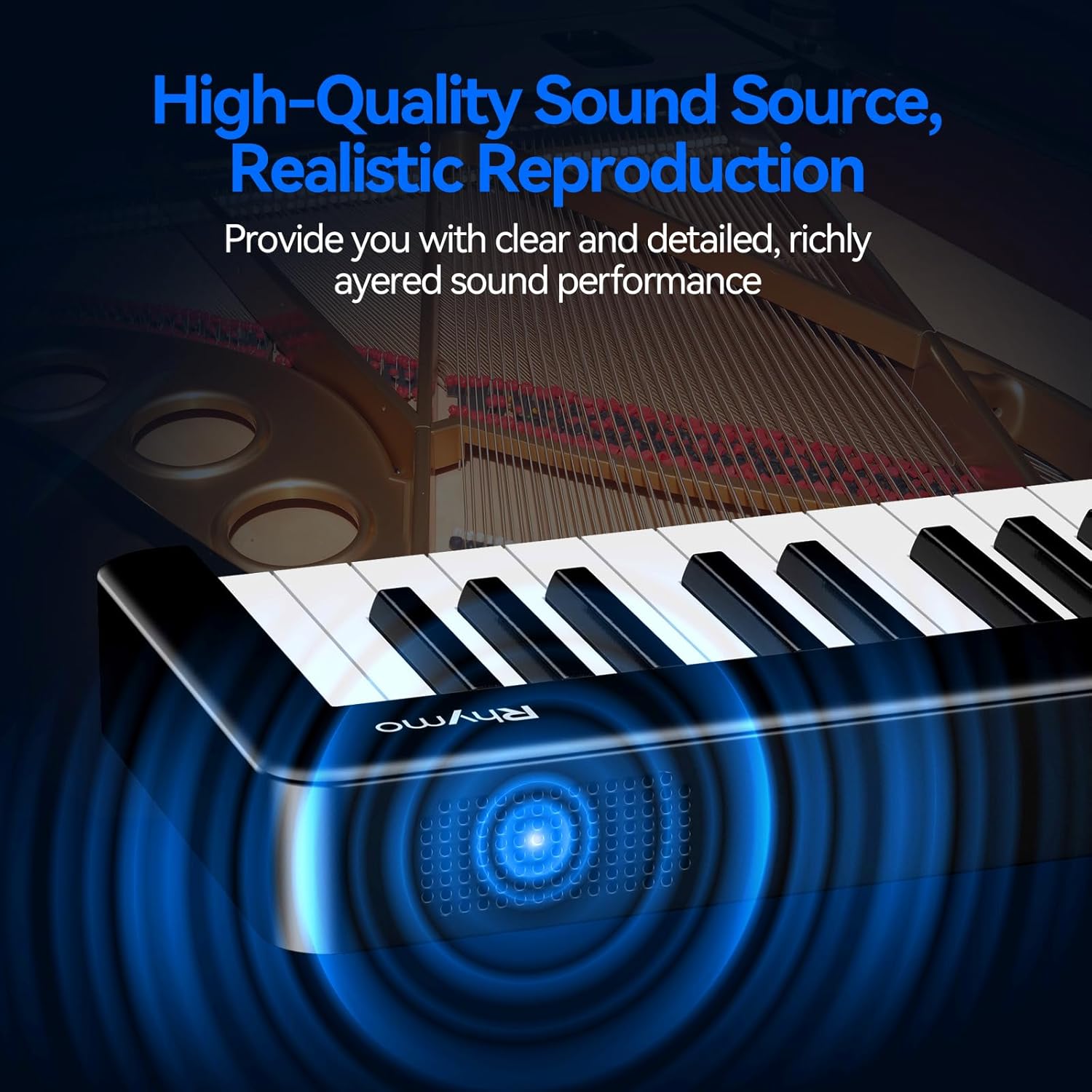 Rhymo Folding Piano Keyboard, 61 Keys Sensitive Electric Piano, Weighted Portable Electric Keyboards with Bluetooth MIDI, Digital Foldable Keyboard for Beginner