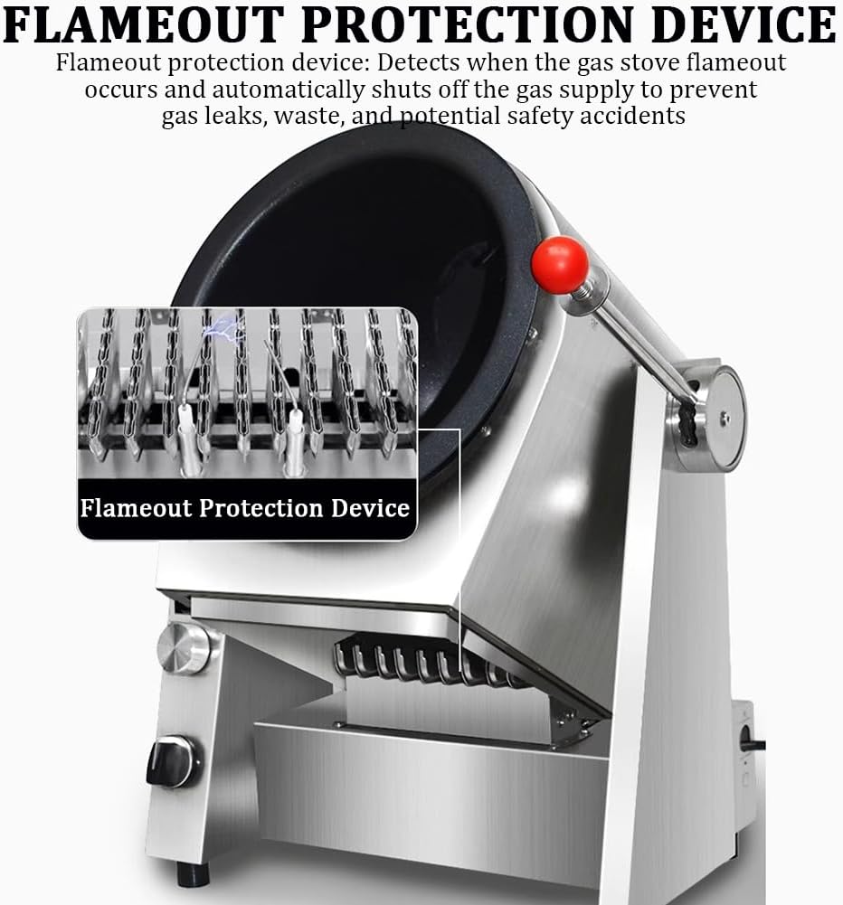 Household Countertop Smart Cooking Machine, Gas-Fired Water Jet 360° Rotating Stir-Fry Machine, Stainless Steel Non-Stick Food Processor, Drum-Type Food Processor,36cm Wok c