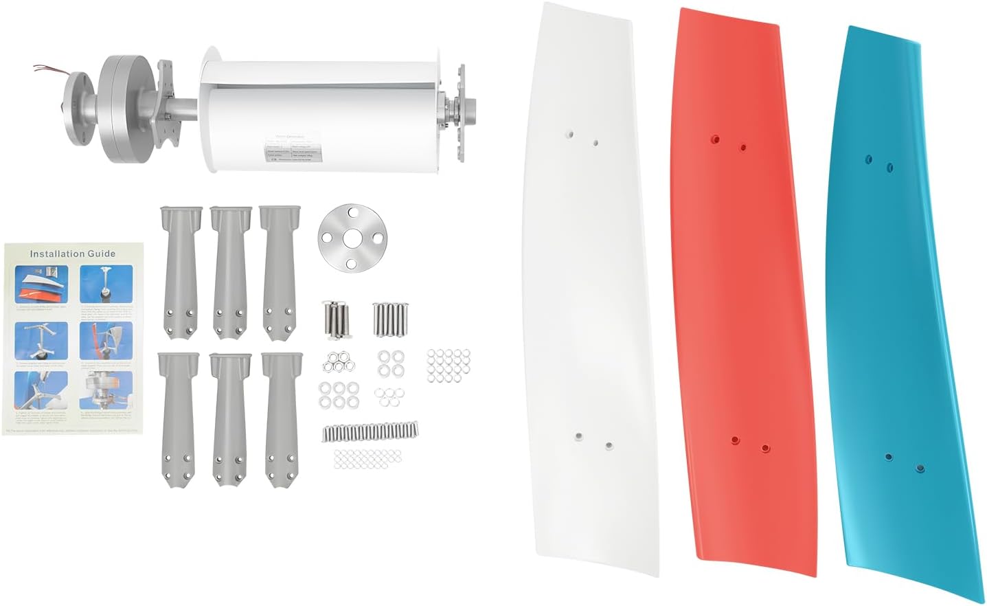 12V/24V Wind Power Turbine Generator, 400W Portable Helix Natures Generator Vertical Helix Wind Power Turbine Generator Kit DIY of 3 Colors with Controller & Windmill