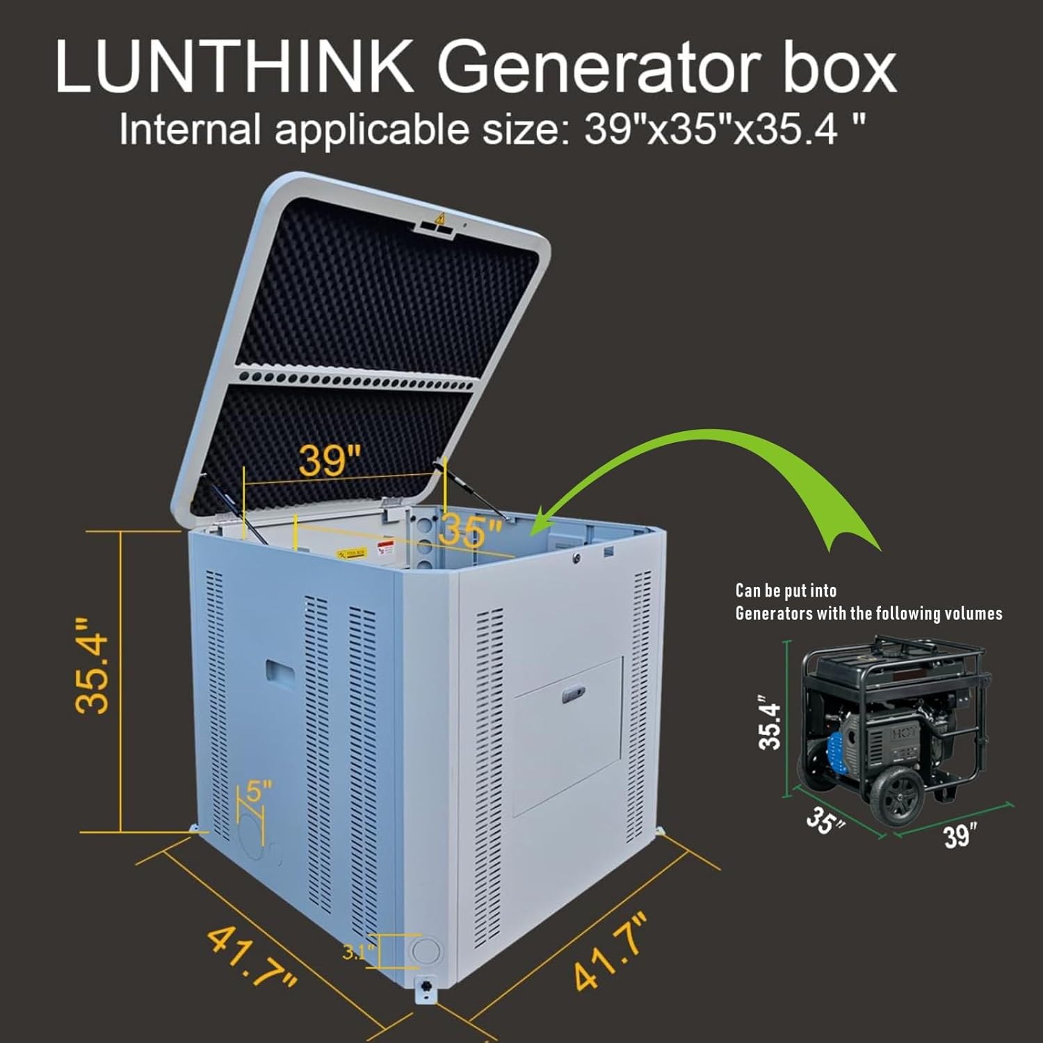 Generator Box,Accommodates The Maximum Size of The Unit:39.4