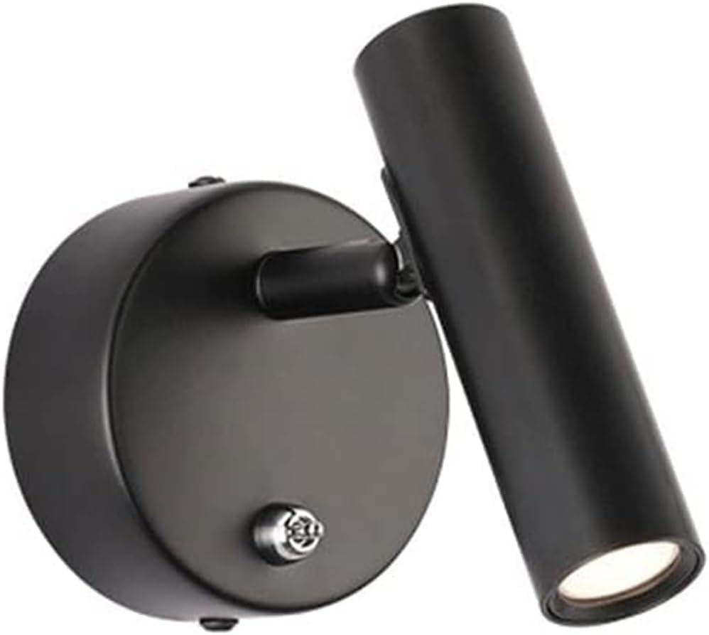 Modern Wall Sconce Hardwired Wall Lamp with Switch Adjustable Rotatable Bedside Reading Light Wall Mounted Indoor Lighting Fixture for Bedroom Study Office(Black6000k)
