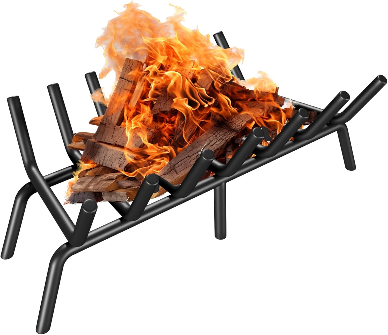 Fireplace Grate 27 Inch, Firewood Log Holder Rack, Heavy Duty Fire Wood Stove Grates for Indoor Outdoor Camping Chimney Hearth Burning Fireplace Accessories Tools