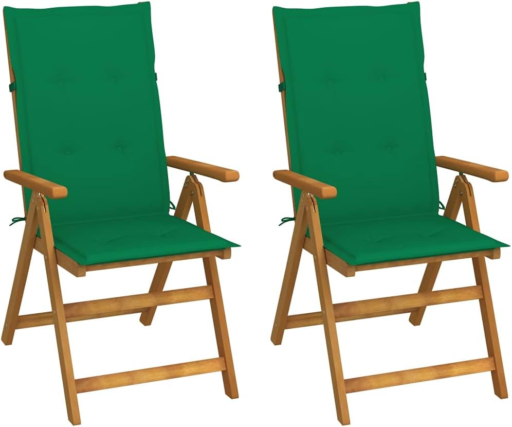 Patio Chair Patio Reclining Chairs 2 pcs with Cushions Solid Acacia Wood