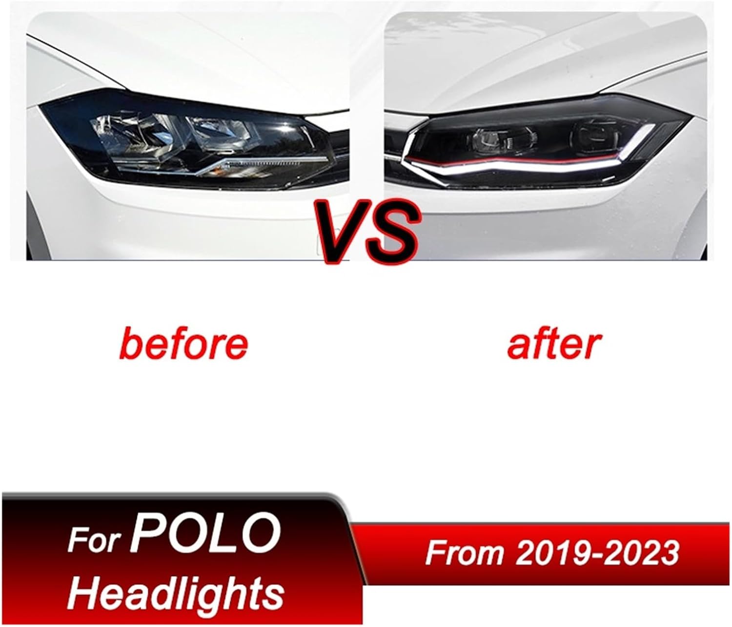 Car Headlights Compatible For VW POLO GTI 19-22 Style LED Auto Headlamp Assembly Upgrade Configure Projector Lens Accessories Kit(Silver)