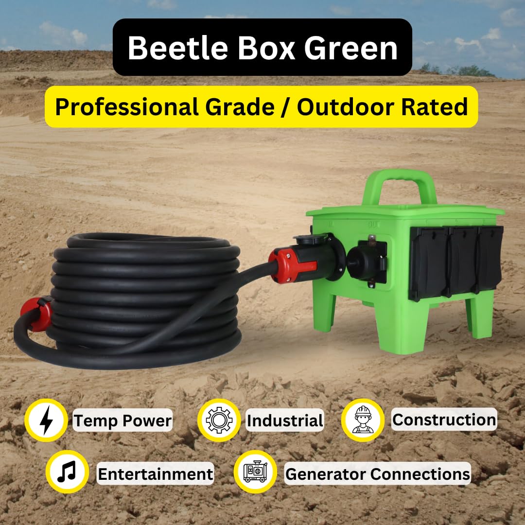 Power Distribution Box with 50A 125/250V CS6375 Inlet, 50A 125/250V CS6369 Outlet, & 6 20A 125V Duplex GFCI Receptacles