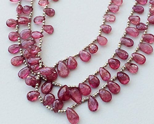 13 inch natural beads strand of 4x5-6x10mm faceted pear pink tourmaline gemstone beads for DIY jewelry - necklace, bracelet, earring, ring.