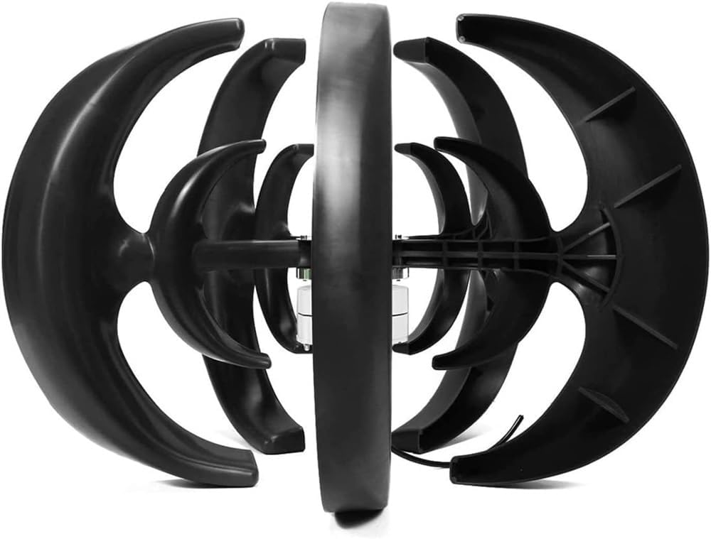 1000W Wind Turbine Generator, Black Vertical Wind Power Generator with Controller 5 Blades, Low Noise Small Windmill Free Energy, Low Wind Speed Start(24v)