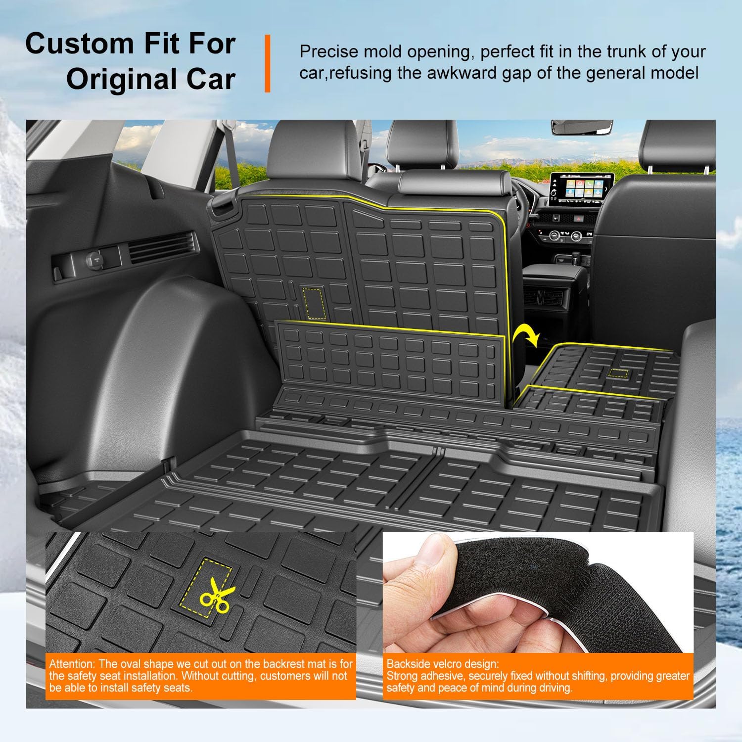 powoq Fuel Cargo Mat Compatible with 2023 2024 2025 2026 Honda CRV Trunk Mat TPE Trunk Liner Backrest Cargo Liner Replacement for 2023 2024 2025 2026 Honda CRV Accessories (Fit Fuel Lower Deck)