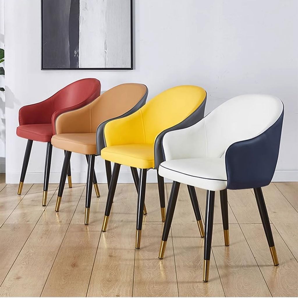 WKWKW Kitchen Kitchen Dining Chairs Wear Resistant Leather Modern Living Dining Room Accent Arm Chairs Carbon Steel Legs Office Lounge Chair(Orange red)