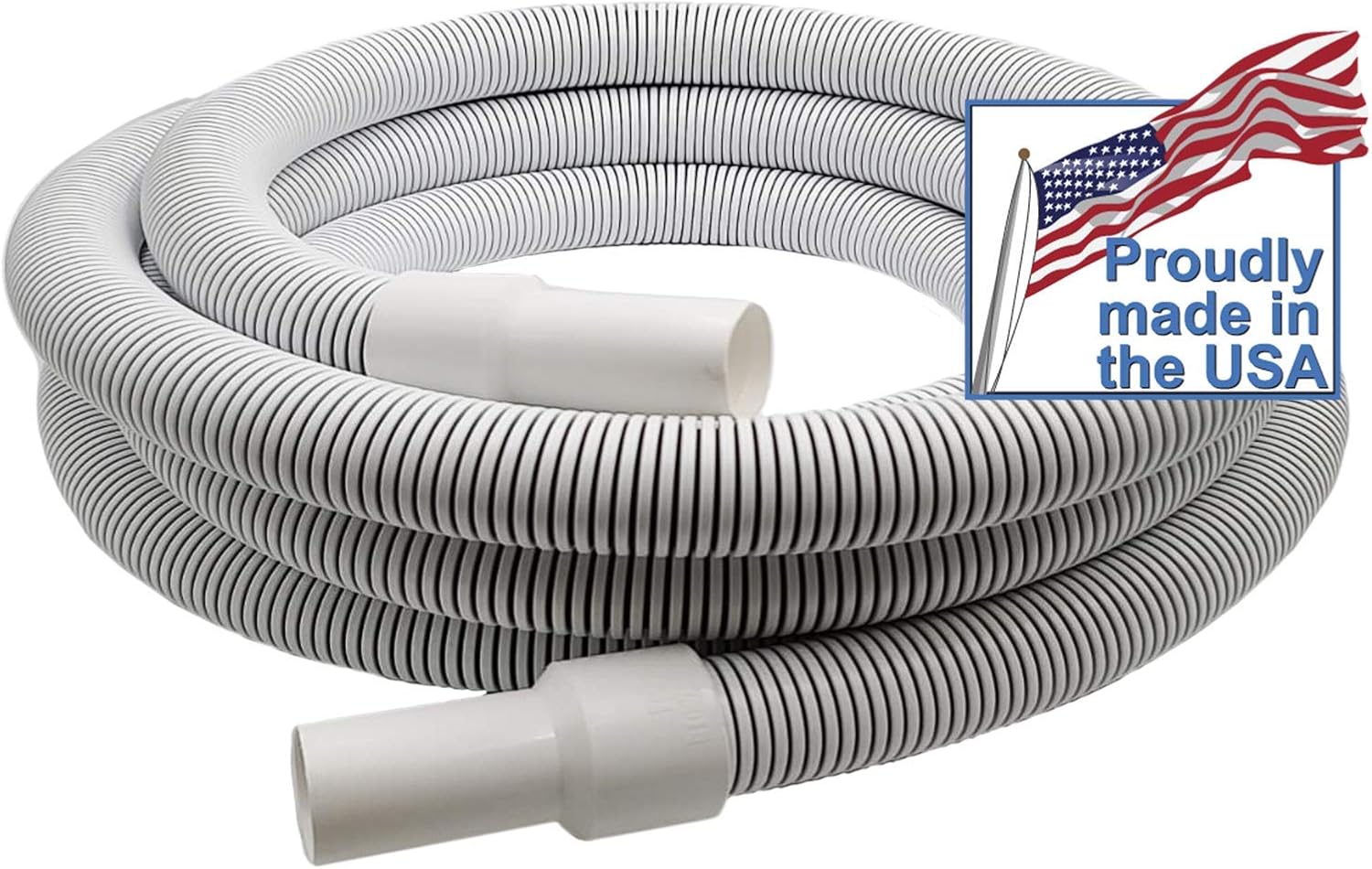 One Year Manufacture Warranty Above/In Ground Manual Swimming Pool Vacuum Hose with Swivel Cuff (Commercial White 1.5 in, 40)