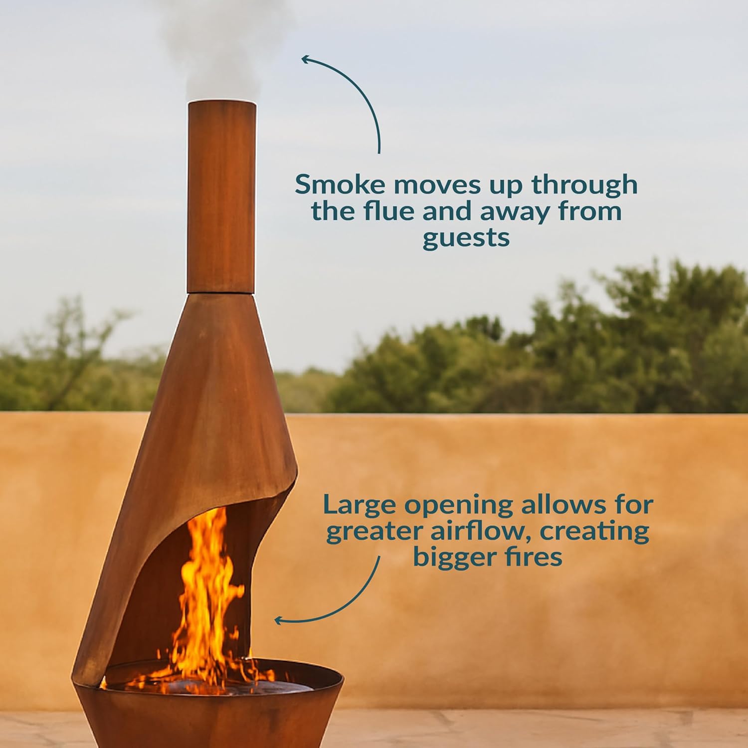 Sunnydaze 6-Foot Large Chiminea Outdoor Fireplace - Outdoor Wood-Burning Fireplace - Chimney Fire Pit with Grill Grate - Rustic