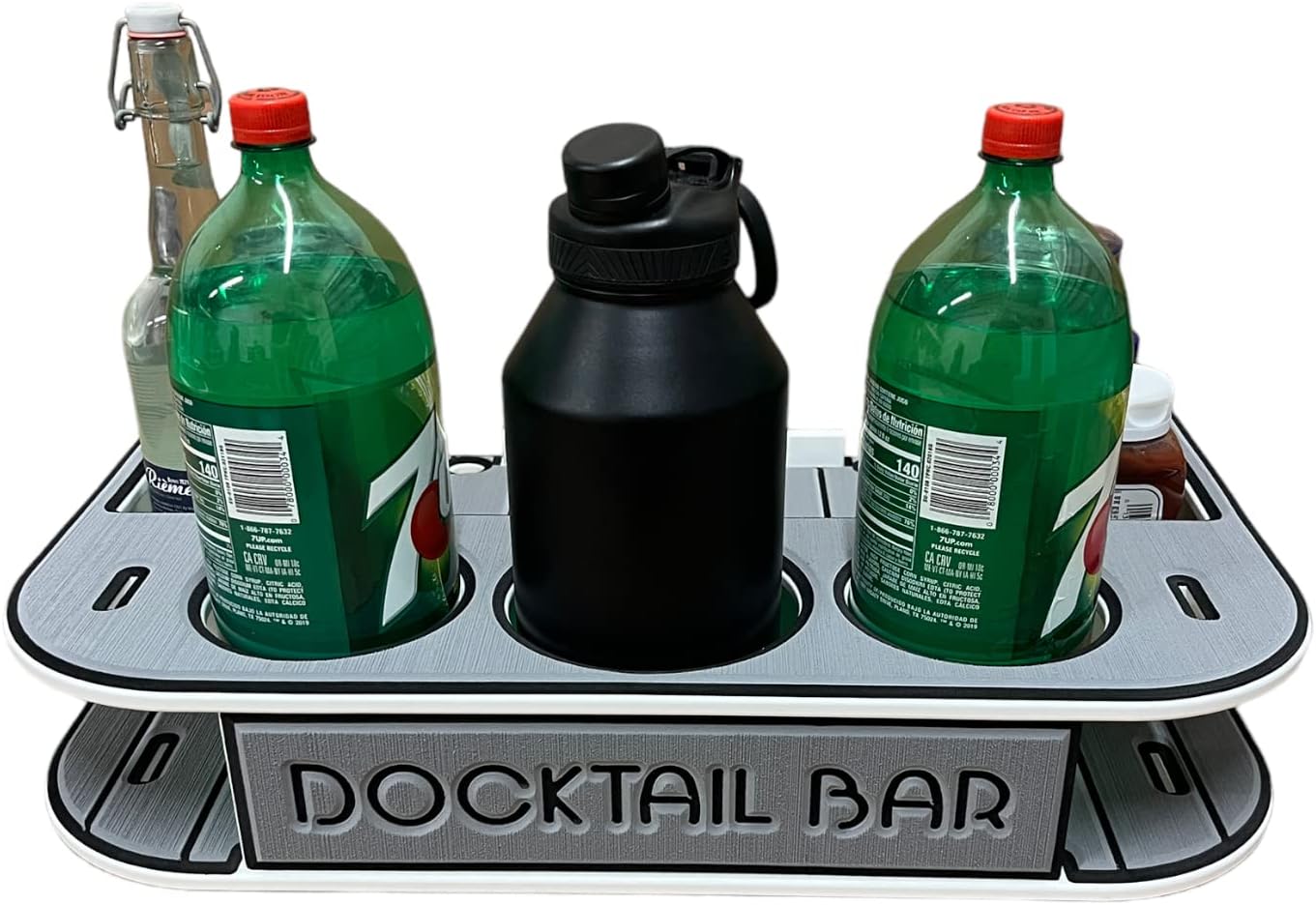 Docktail Butler Boat Table Caddy Organizer - Includes Rod Holder Mount | Portable Boat Table and Boat Bar, Marine Tables for Boats with Cup Holders, Boat Storage Accessories