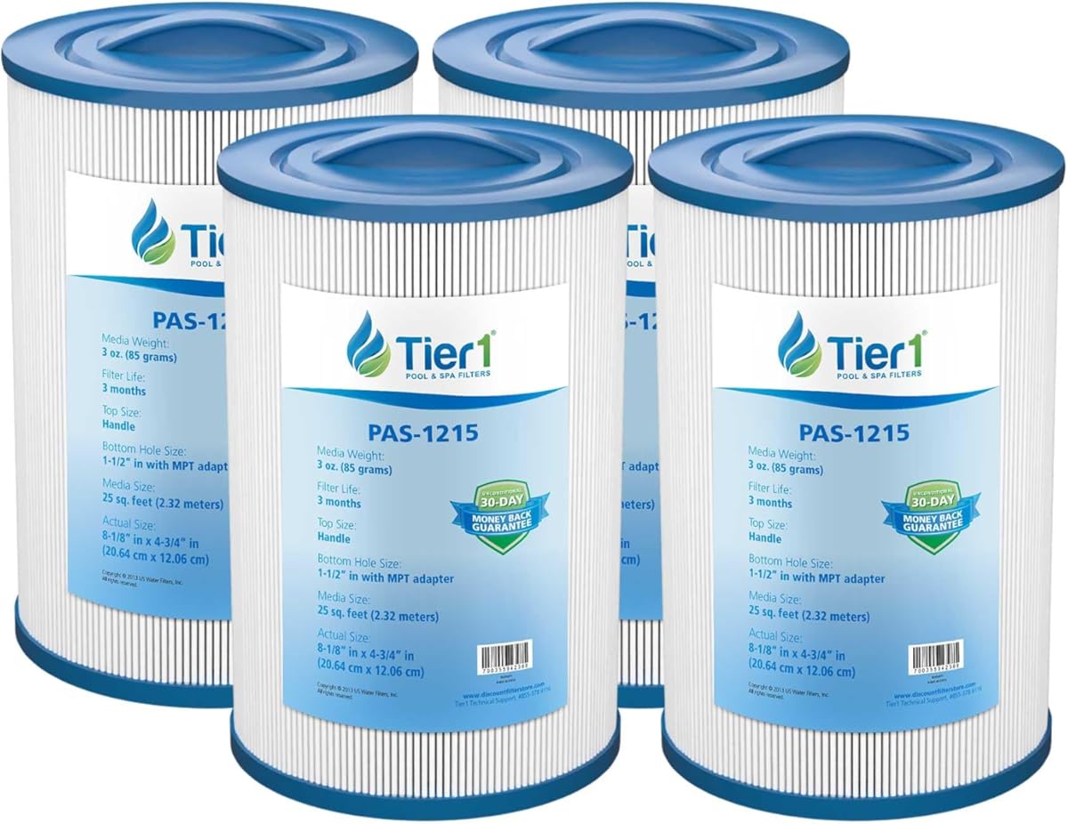 Tier1 Replacement for Dream Maker Spa Filter – 4 Pack | Compatible with Pleatco PDM25P4, FC-0136 | 8-1/8