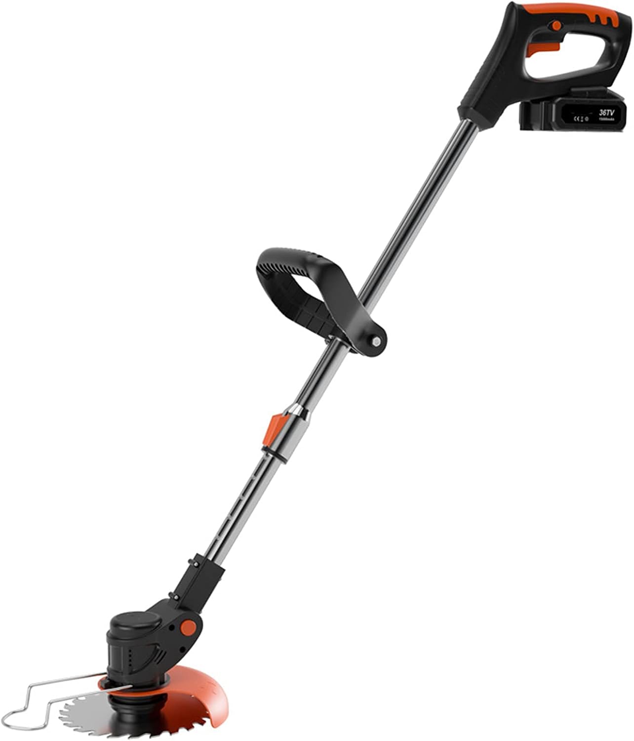 1800W Portable Electric Rotary Lawn Mower - Lightweight Garden Weeding & Pruning Tool with 6000mAh Battery & Adjustable Telescopic Handle - Includes 2 Batteries