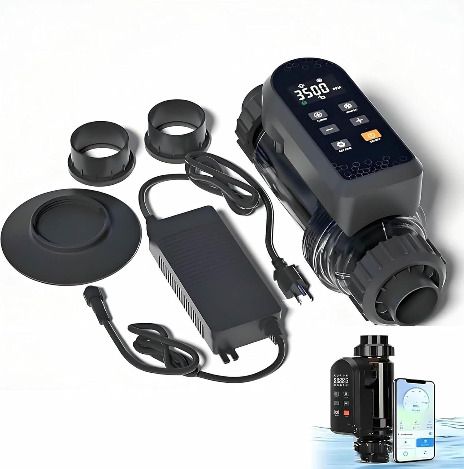 Upgraded Smart Saltwater Chlorine Generator - Salt Water Pool Chlorinator System – with Titanium Cell, App Control, Self-Cleaning