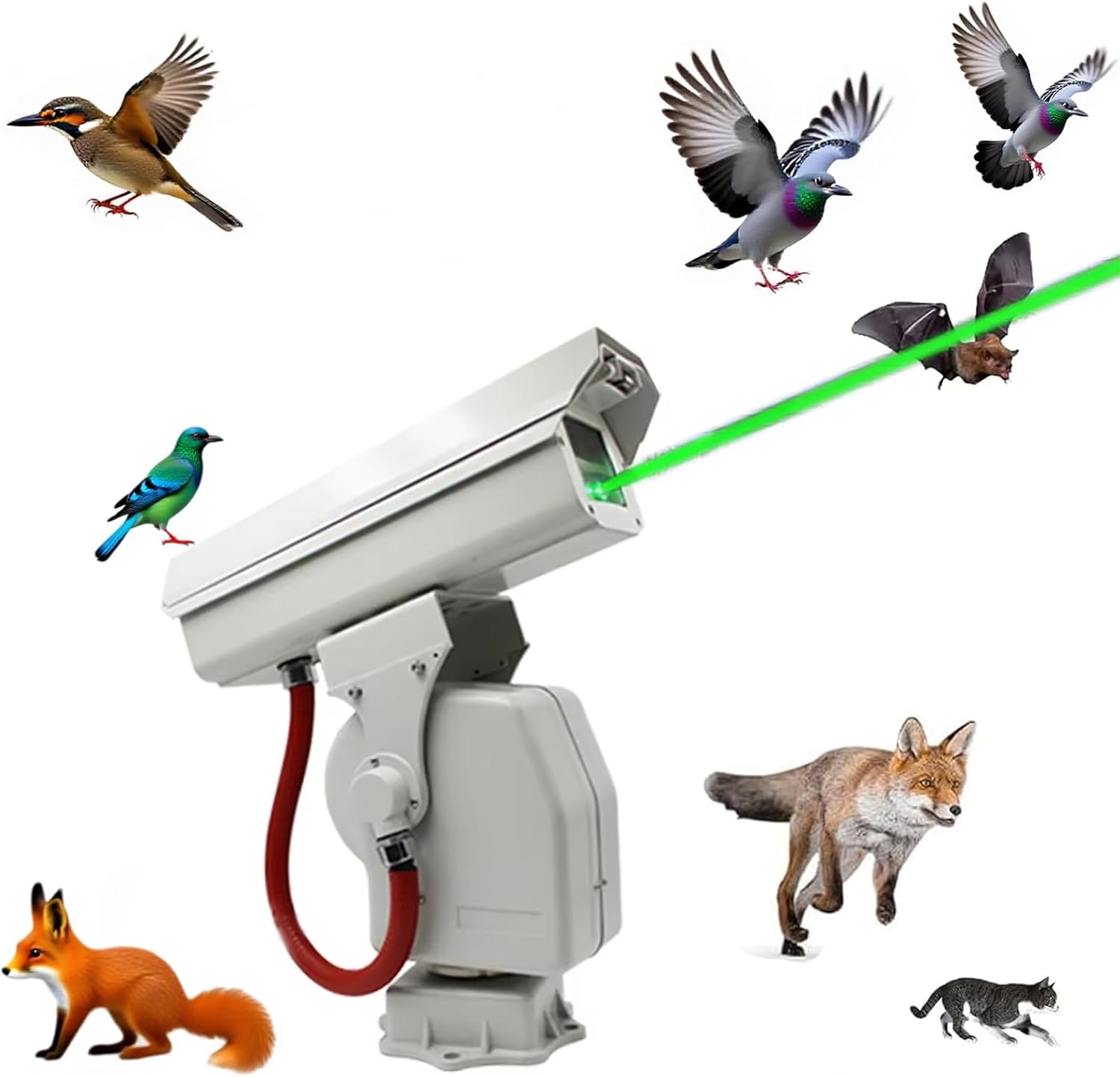 Automatic Bird Chaser Laser Deterrent, 360° Laser Bird Repellent, App Control Bird Scare Devices, Outdoor Multi-Mode Intelligent Animal Repeller, for Orchards, Farms & Airports A