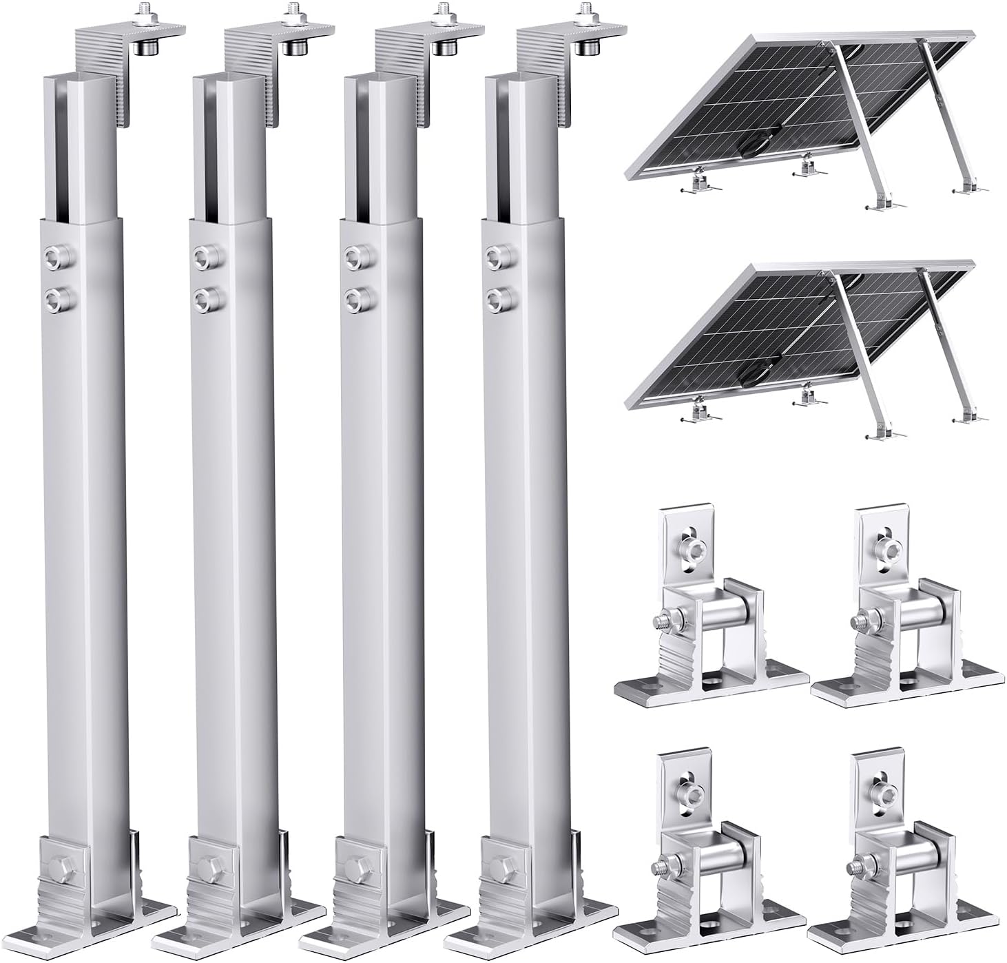 Adjustable Solar Panel Tilt Mount Brackets, Aluminum Alloy Solar Panel Mount,Tilt Angle 15°-30°, Support 50 -400 Watt Panel for Flat Surface, RV, Roof, Boat, Off-Grid (2 Set)