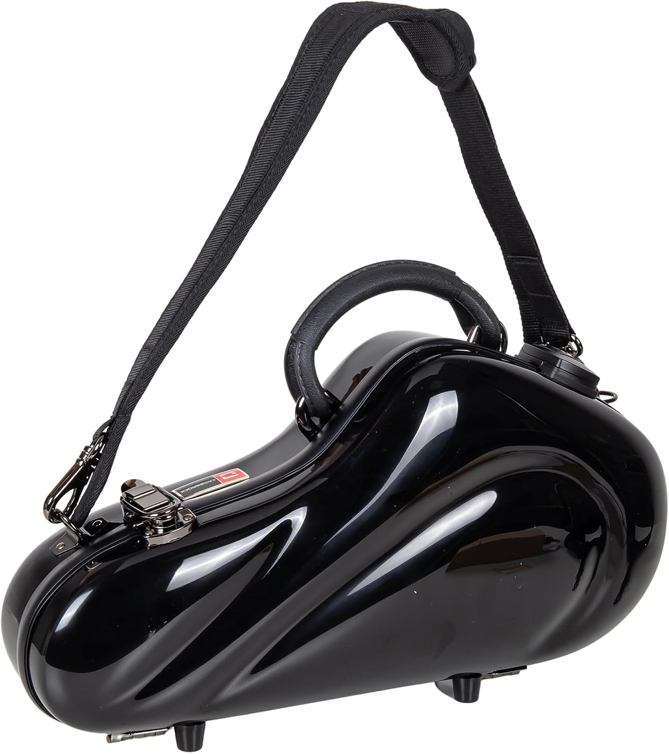Crossrock Pro-Grade Curved Soprano Saxophone Case | Jet Black Gloss, TSA Lock, Elite Protection, Detachable Backpack Straps, Accessory Pocket for Professional Musicians