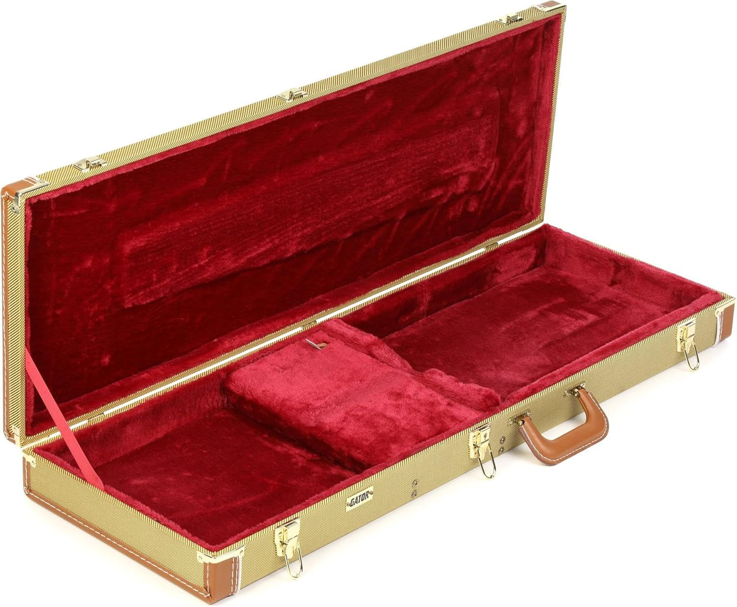 Gator Cases Deluxe Wood Case for Standard Electric Guitars, Fits Fender Stratocaster/Telecaster, Tweed (GW-ELECTRIC-TW)