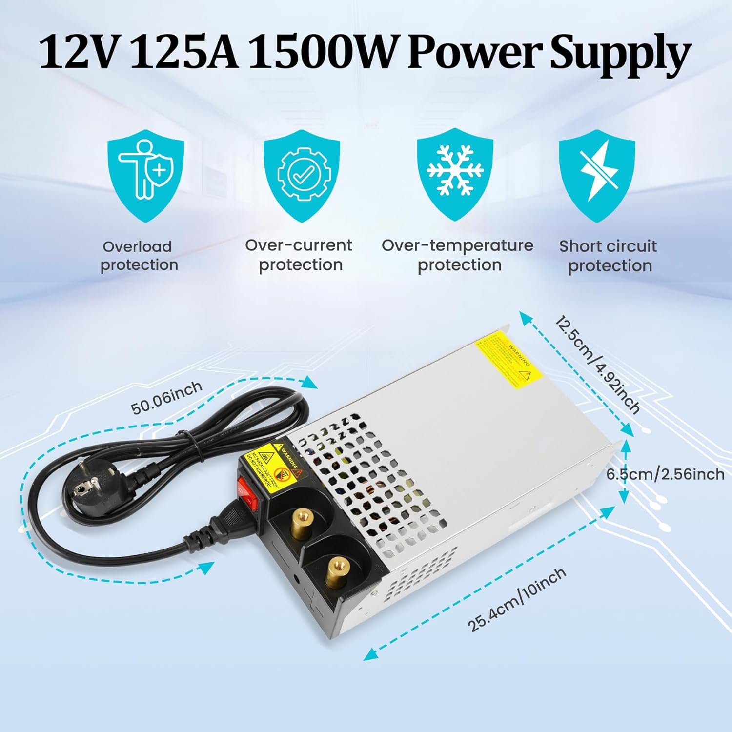 DC 12V 125A 1500W Power Supply 110V AC to 12V DC Converter Power Supply Adapter 125A 1500W Transformer for Motor Pump CCTV Security Camera Car Stereo 3D Printer