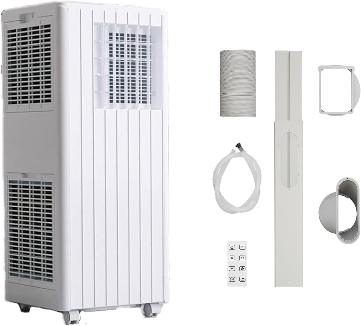 Portable Air Conditioners, Cool up to 350 Sq. Ft, 8,000 BTU 3-in-1 Movable AC for Bedroom with Dehumidifier, Fan, Sleep Mode, 24H Timer, Remote Control, and Window Installation Kit Included