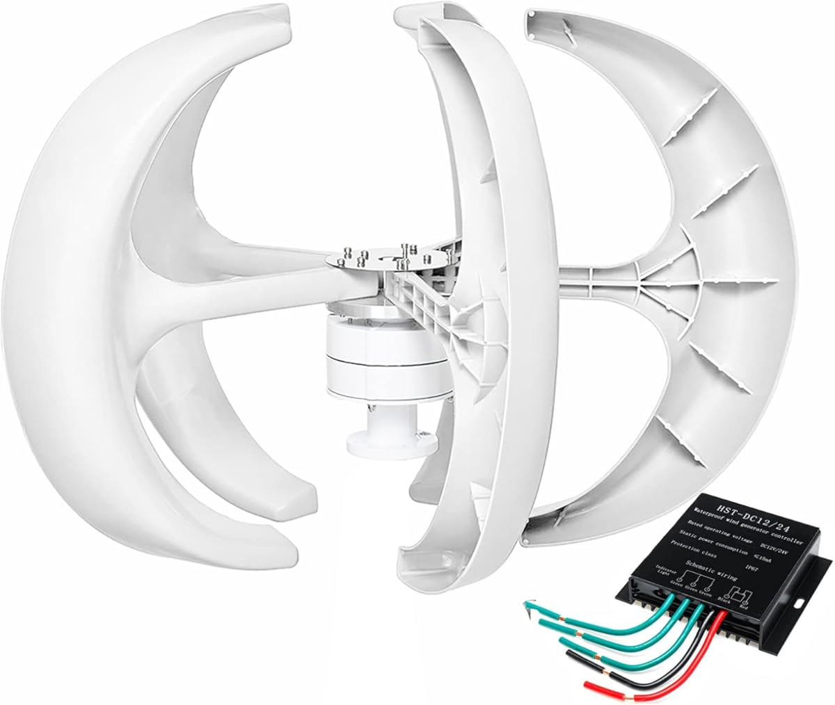 Vertical 400W Wind Turbine Generator Kit, 48V 24V 12V AC Wind Power Generator Kit Low Speed Starting for Home Street Lighting (with Controller)