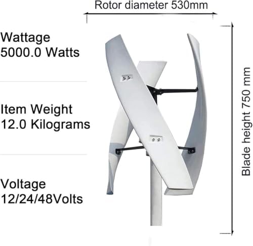 2000W No Noise Vertical Wind Turbine Kit for Home Use - Horizontal Generator with Waterproof Controller for Battery Charging - Efficient Renewable Energy Solution