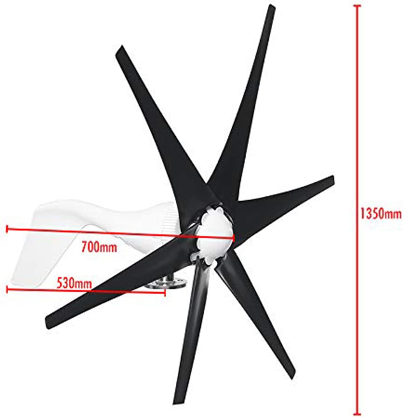 400W 12V Wind Turbine Generator Set,Noiseless 6 Blades Wind Turbine Generator with Charge Controller Kit for Home Or Streetlight Projects (Black)